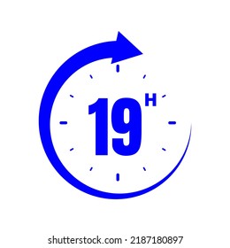 19hours, icon symbol blue, time, o'clock 