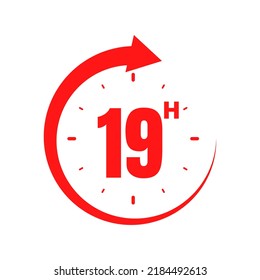 19hours, icon symbol red, time, o'clock