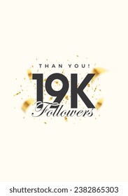 19k followers number, posters, greeting banners for social media posts.