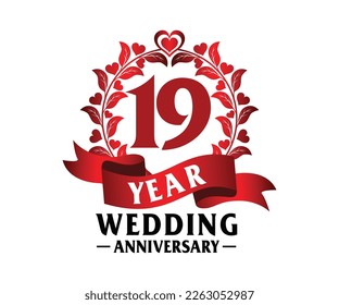 19st Wedding Anniversary Vector Art, for printing greeting cards, souvenirs, etc