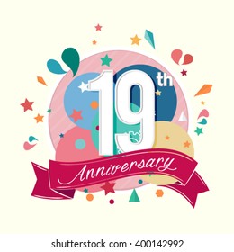 19th anniversary with abstract background