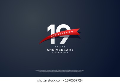 19th anniversary background with illustrations of white colored figures and the inscriptions below.