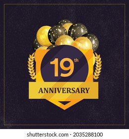  19th Anniversary Celebration Design, Vector illustration design.