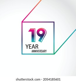 19th anniversary event party. Vector illustration. numbers template for Celebrating.