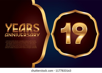 19th Anniversary gold numbers. background for anniversary