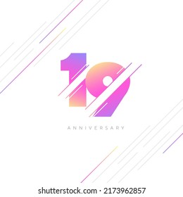 19th Anniversary Logo Design, Number 19 Icon Vector Template.