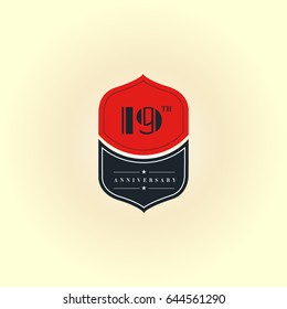 19th Anniversary logo design vector template