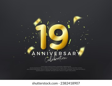 19th anniversary numbers. gold luxury vector background premium. Premium vector for poster, banner, celebration greeting.