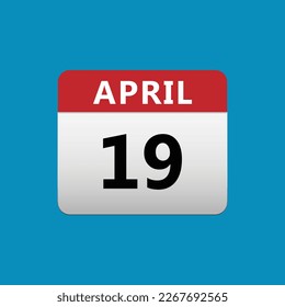 19th April calendar icon. April 19 calendar Date Month icon vector illustrator