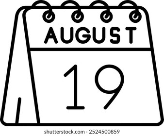 19. August Linie Vektor Icon Design