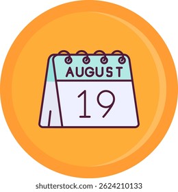 19th of August Line vector Icon Design