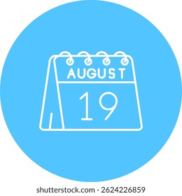 19th of August Line vector Icon Design