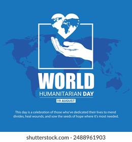 19th August World humanitarian day vector templates, world humanitarian day Social media post designs