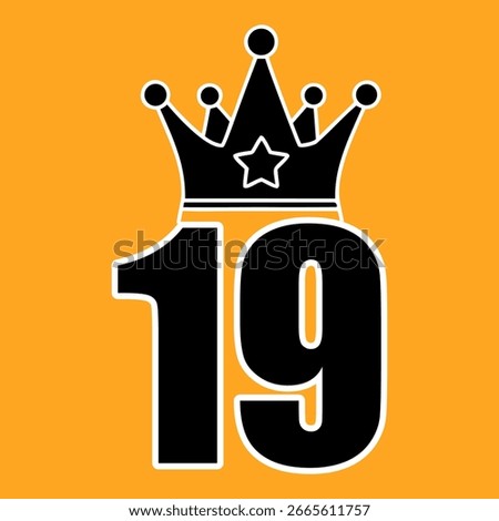 19th, birthday, number, crown, vector, party, celebration, card, happy, anniversary, round, important, milestone, tenth, decadal, big, special, notable, jubilee, evennumbered, icon, symbol