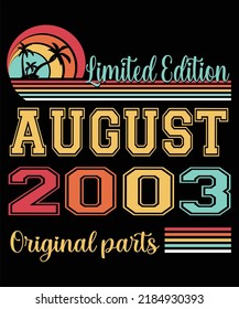 19th Birthday Vintage Legends Born In August 2003 19 Years Old Retro Birthday Ideas Beach Palm Tree