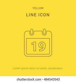 19th Calendar Cute yellow thin line icon / logo Design