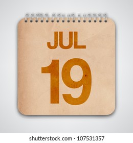 19th July on Old Notebook Vector