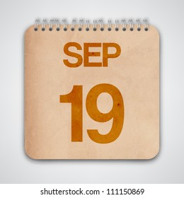 19th September on Old Notebook Vector
