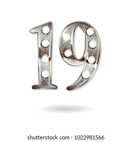 19th silver anniversary logo, ten years birthday celebration solated on white background