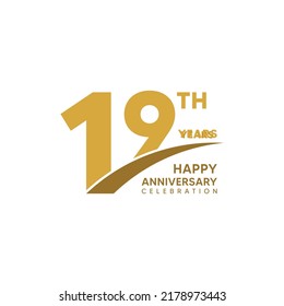 19th year anniversary design template. vector template illustration