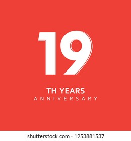 19th Year Anniversary Vector Template Design Illustration.