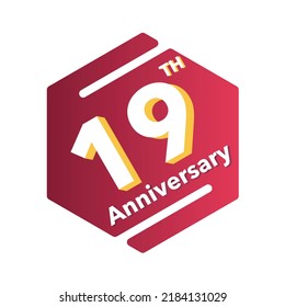 19th years anniversary design template. 19th years birthday celebration .Vector and illustration design.