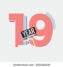 19th Years Anniversary Logo Birthday Celebration Abstract Design Vector Illustration.