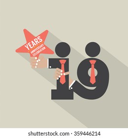19th Years Anniversary Typography Design Vector Illustration