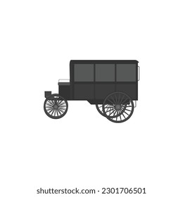 19th-century carriage for transporting passengers. flat vector illustration. Old carriage wagon logo concept