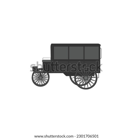 19th-century carriage for transporting passengers. flat vector illustration. Old carriage wagon logo concept