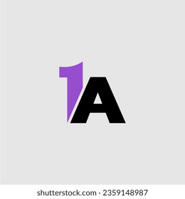 1A initial letter number monogram typography logo vector