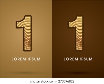 1,Abstract Number, font, concept wood, sign ,logo, symbol, icon, graphic, vector.