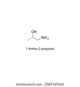 1-Amino-2-propanol skeletal structure.Amino alcohol compound schematic illustration. Simple diagram, chemical formula.