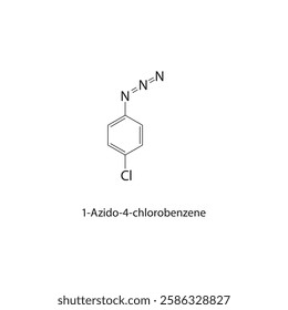 1-Azido-4-chlorobenzene skeletal structure.Azide compound schematic illustration. Simple diagram, chemical formula.