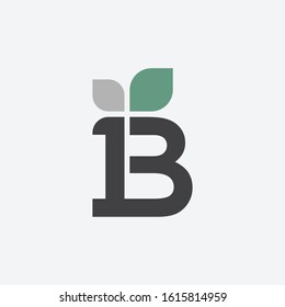 1B logo with leaf concept.- vector