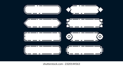 1bit empty game user horizontal interface frames in pixel art retro platformer style