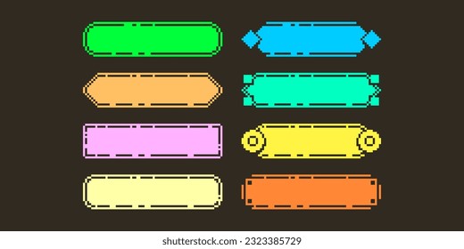 1bit empty game user horizontal multicolored interface frames in pixel art retro platformer style