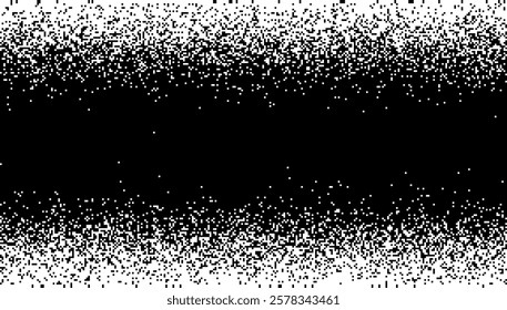 1-bit Pixelated Halftone Gradient Noise. Fading Pixel Texture. Black And White Dissolving Pixels Background. Vector Illustration.