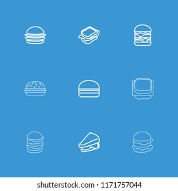1`Bun icon. collection of 9 bun outline icons such as burger, sandwich, double burger. editable bun icons for web and mobile.