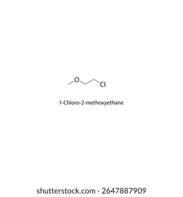 Estrutura esquelética de 1-cloro-2-metoxietano Ilustração esquemática do composto de éter. Diagrama simples, fórmula química.
