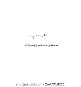 1-Chloro-2-(methylthio)ethane skeletal structure. Halogenated thioether compound schematic illustration. Simple diagram, chemical formula.