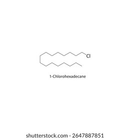 Estrutura esquelética de 1-cloro-hexadecano Ilustração esquemática do composto de haloalcano. Diagrama simples, fórmula química.