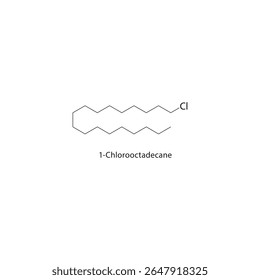 Estrutura esquelética de 1-clorooctadecano Ilustração esquemática do composto de haloalcano. Diagrama simples, fórmula química.