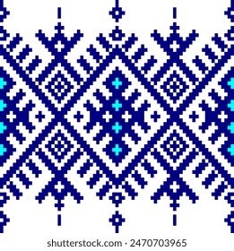 1.Punto de cruz. Patrones étnicos geométricos. Diseño para Saree, Patola, Sari, Dupatta, Vyshyvanka, rushnyk, dupatta, ropa, tela, batik, ropa de punto, bordado, Ikkat, patrón de píxeles. Diseño tradicional