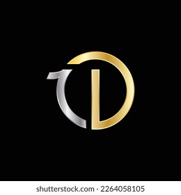 1D logo design, combining letter D and number 1, D1, 1D, gold, silver