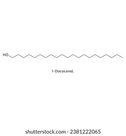 1-Docosanol, flat skeletal molecular structure Antiviral drug used in Herpes simplex virus treatment. Vector illustration scientific diagram.
