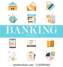 The 1ft banking icon set. The flat icons. Illustation