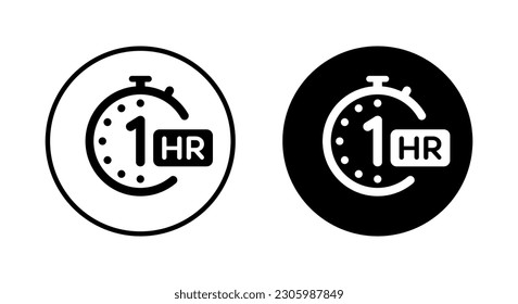 1-stündige Uhr-Symbol-Vektorgrafik. Freizeit-Symbolkonzept