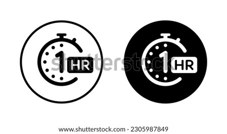 1-hour clock icon vector. Free time symbol concept