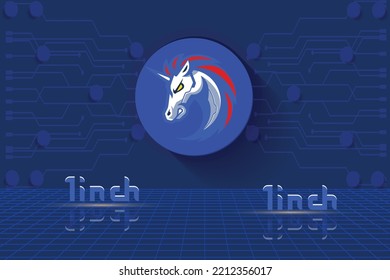 1inch Network crypto currency vector illustration block chain based symbol and logo on futuristic digital background. Decentralized money technology illustration. technology background and banner. svg